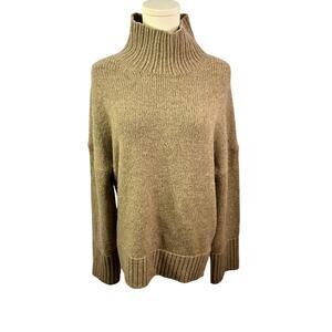 Abercrombie Fitch Sweater Womens XS tan Turtleneck Oversized Wool Blend